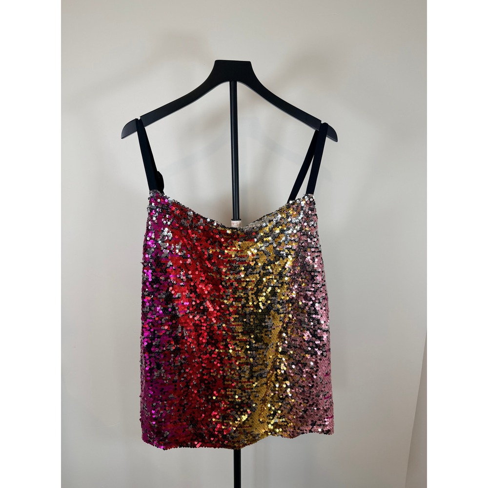 Ashley Stewart Sequin Ombre Camisole Tank Top Pink Red Gold Silver Plus 18/20